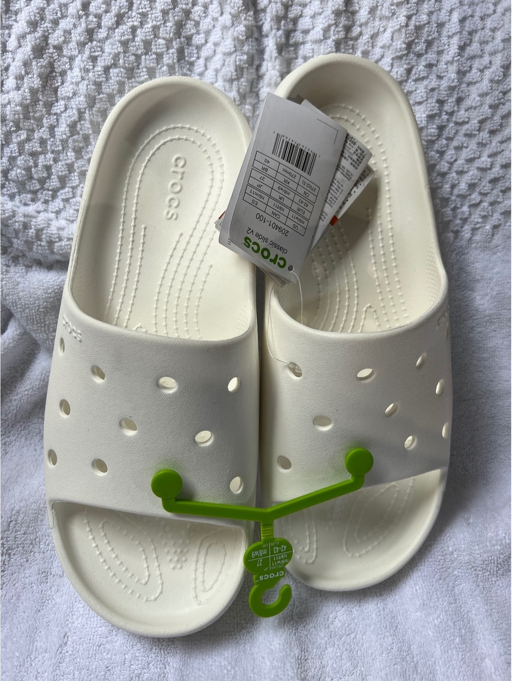 Crocs Classic White Slide Sandals Men's Size 10 / Women's Size 12
